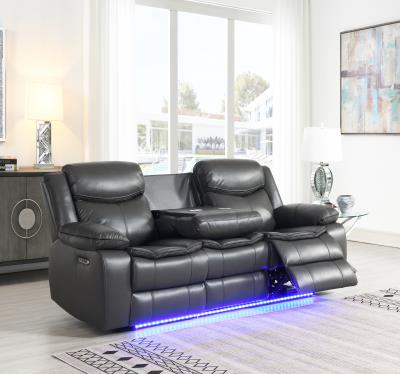 GRAY POWER RECLINING SOFA W/LED LIGHT