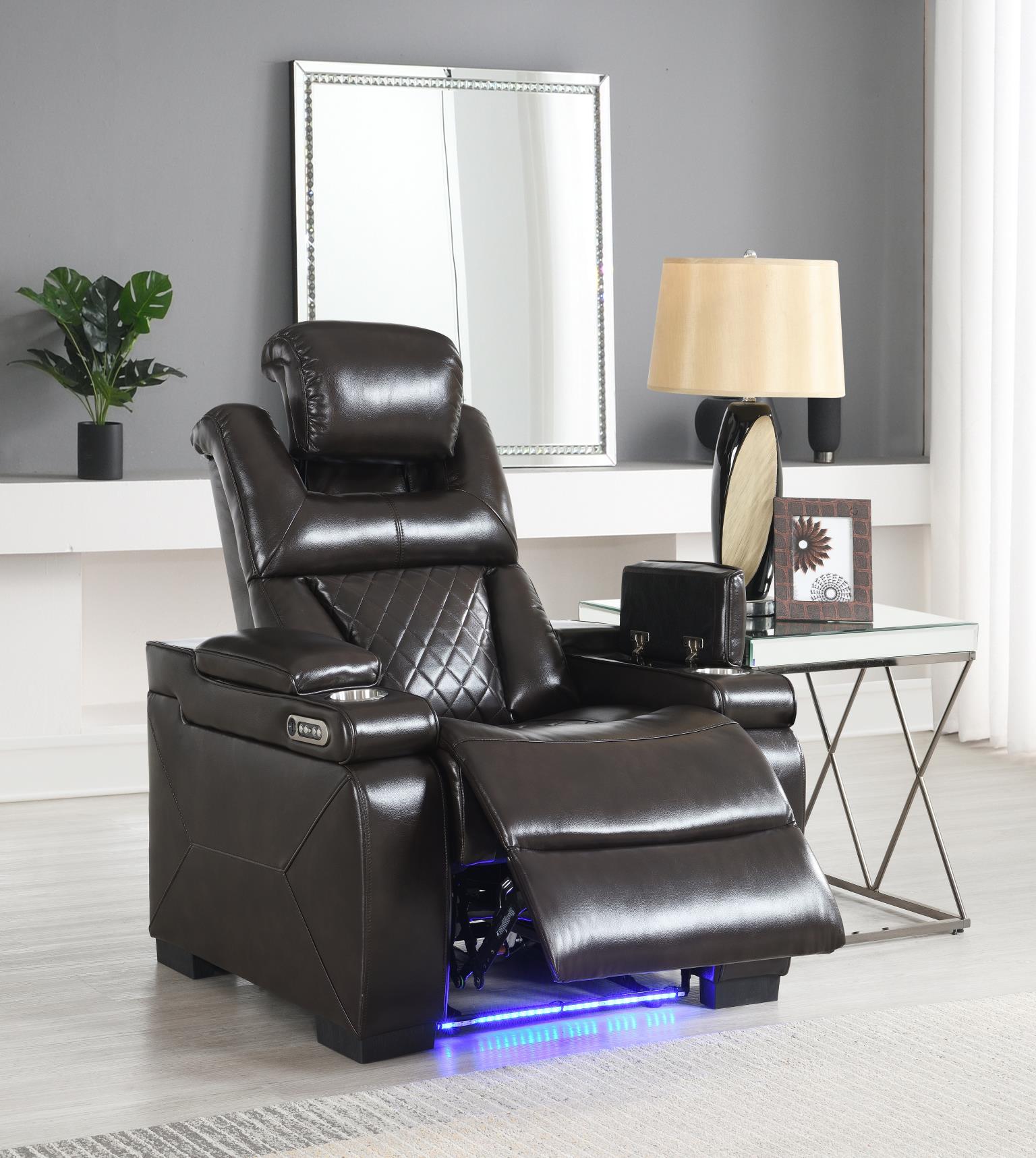 DARK BROWN POWER RECLINING CHAIR view 2