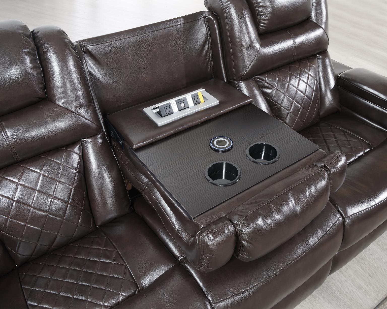 DARK BROWN POWER RECLINING SOFA view 7