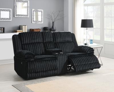 BLACK CORDUROY MOTION LOVESEAT