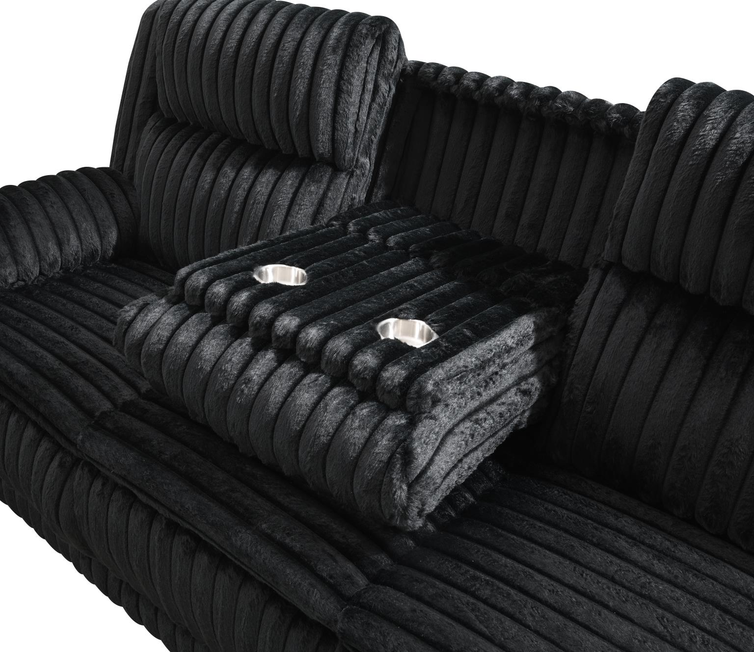 BLACK CORDUROY MOTION LOVESEAT view 4