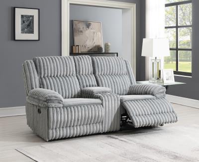 GRAY CORDUROY MOTION LOVESEAT
