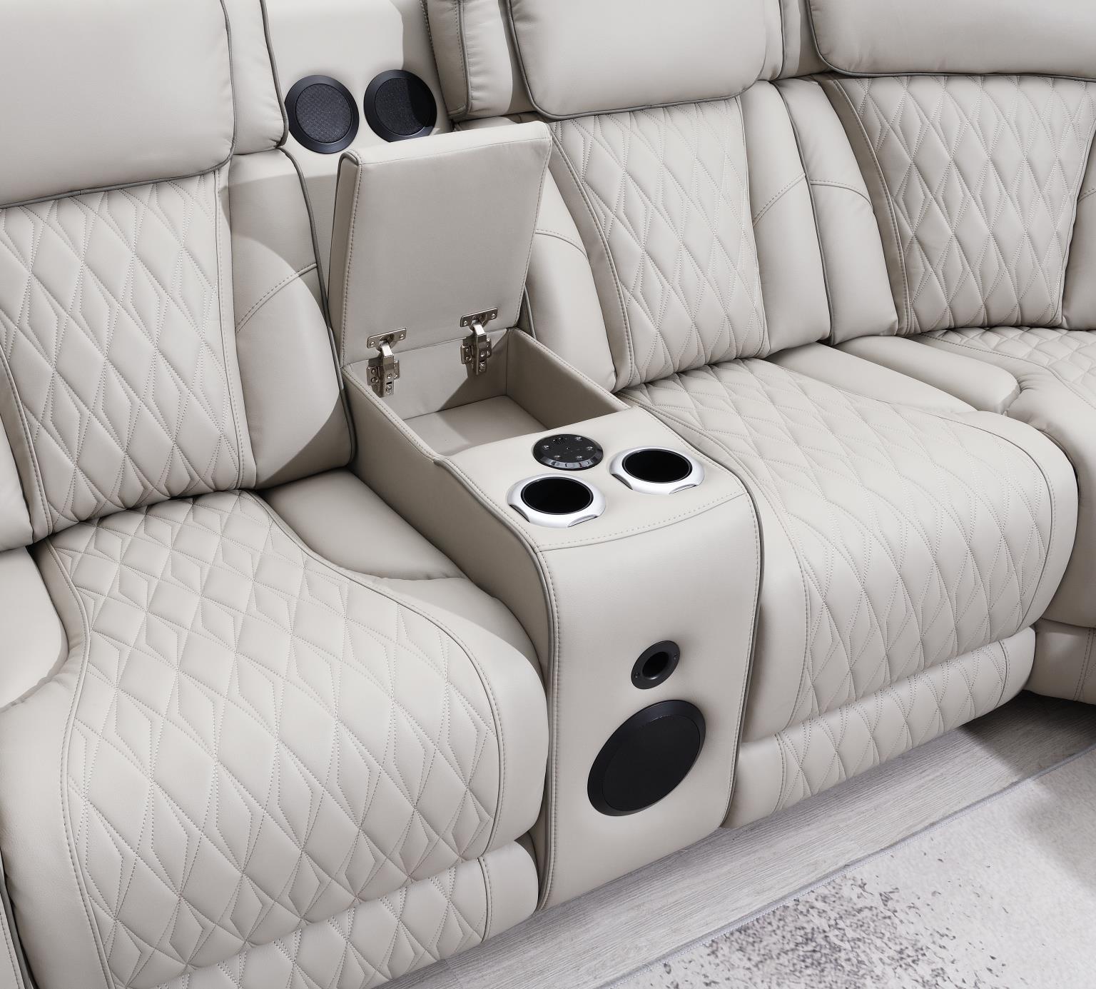 GRAY 3 PC POWER LED SECTIONAL, POWER HEADREST, HEAT, MASSAGE WIRELESS CHARGER, AND USB view 5
