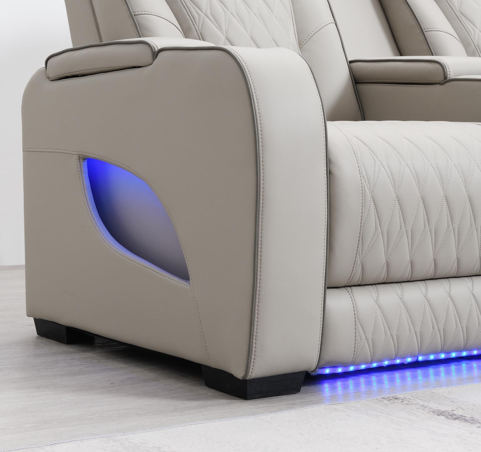 GRAY 3 PC POWER LED SECTIONAL, POWER HEADREST, HEAT, MASSAGE WIRELESS CHARGER, AND USB view 7