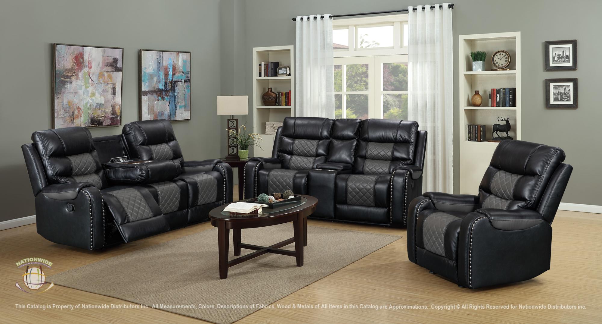 Reclining Sofa w/ Drop Table & USB and Reclining Loveseat w/ Console & USB