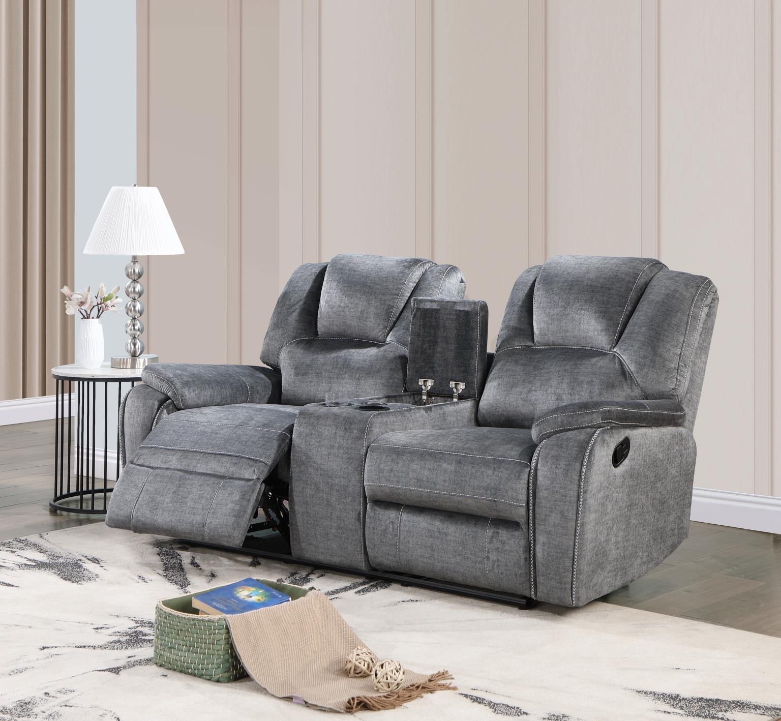 GRAY MOTION LOVESEAT W/ BLUETOOTH SPEAKER, WIRELESS CHARGER view 6