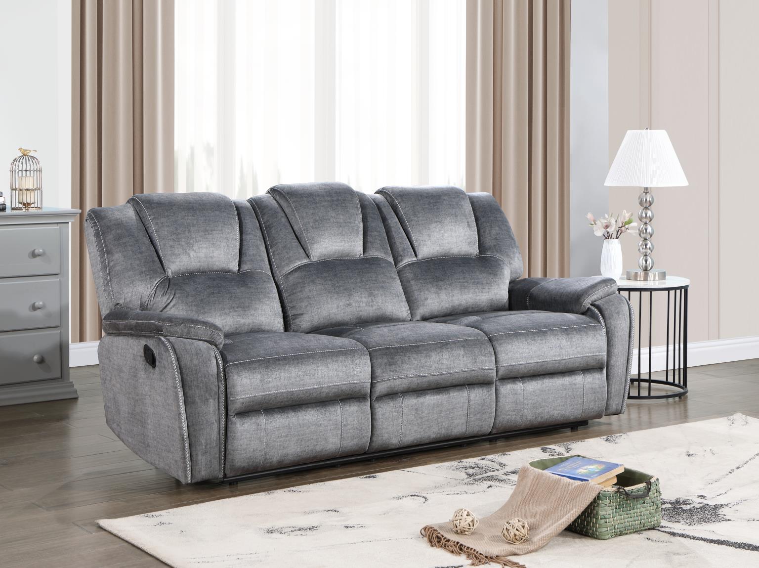 GRAY MOTION SOFA W/DROPDOWN TABLE view 2