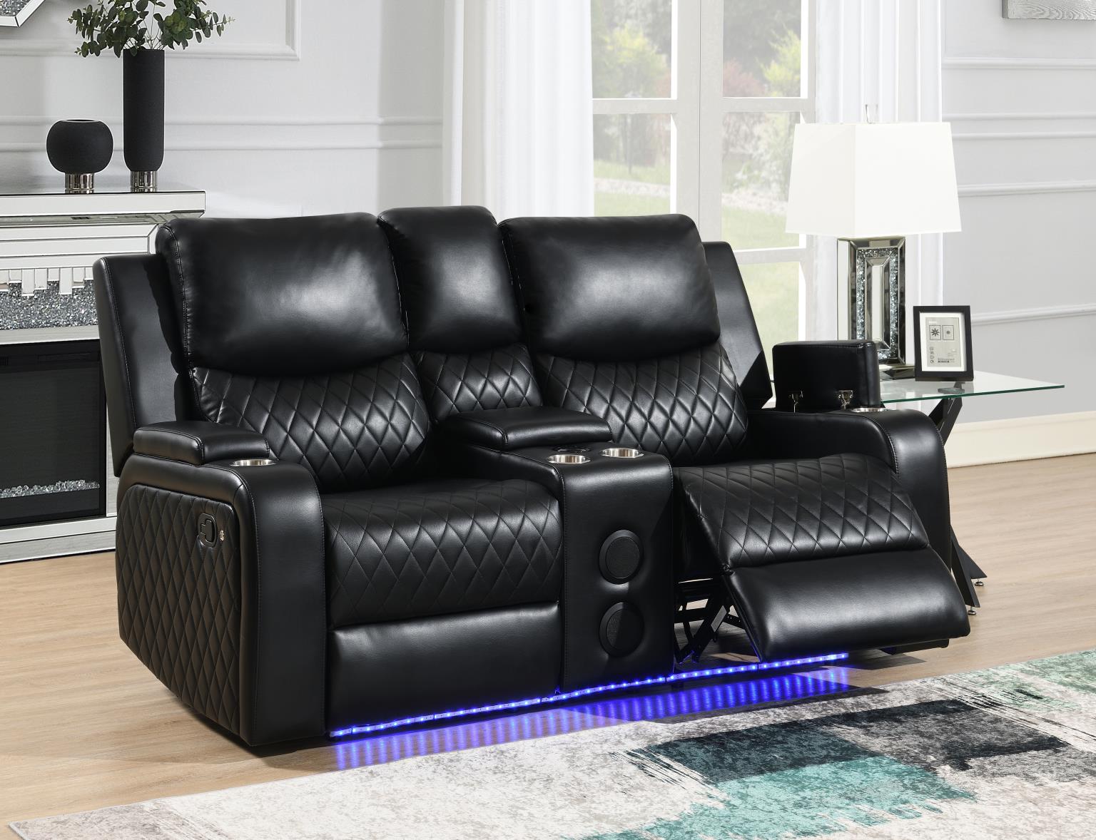 BLACK LED MOTION LOVESEAT W/BLUETOOTH SPEAKER view 2