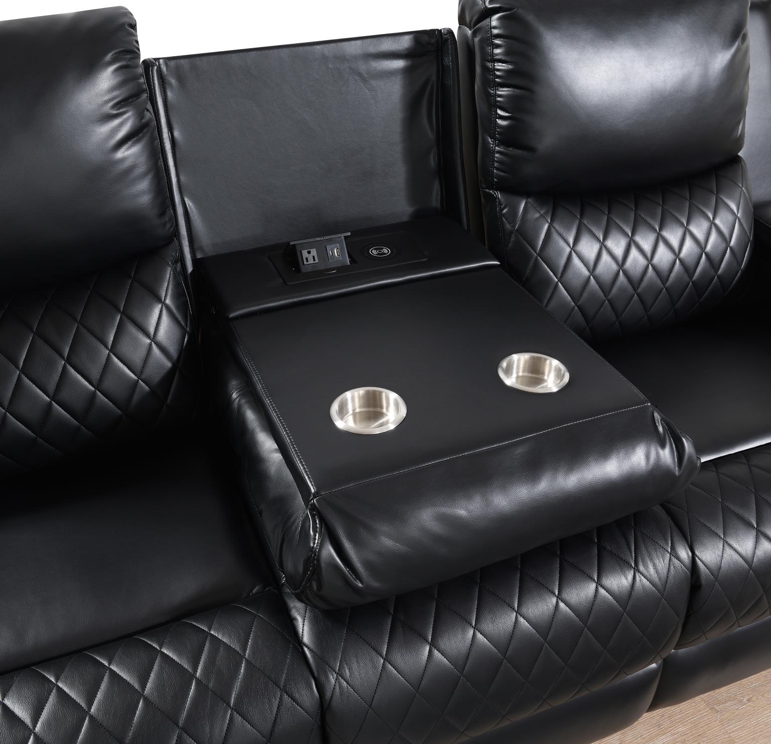 BLACK LED MOTION LOVESEAT W/BLUETOOTH SPEAKER view 5