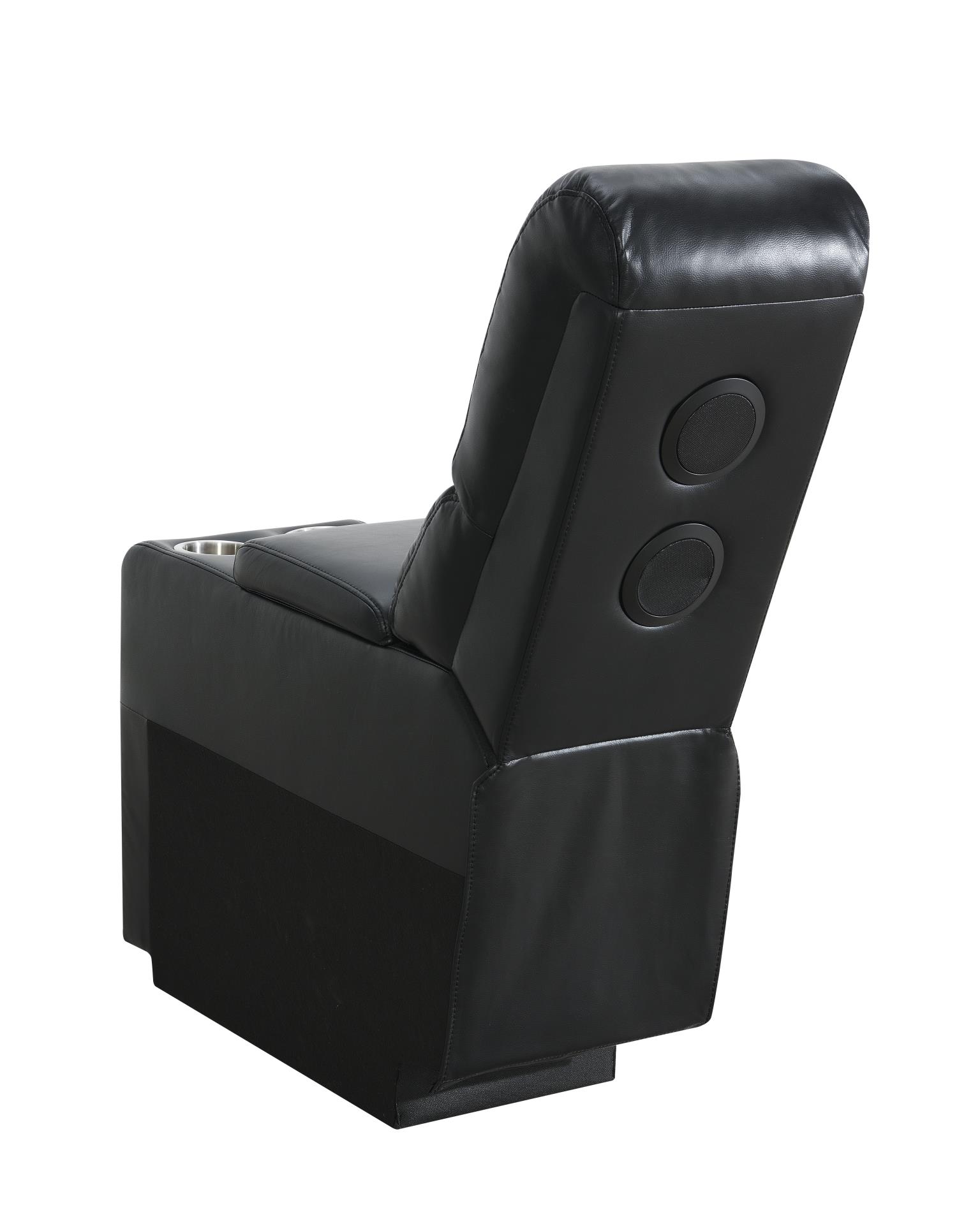 BLACK LED MOTION SOFA W/DROPDOWN TABLE view 7