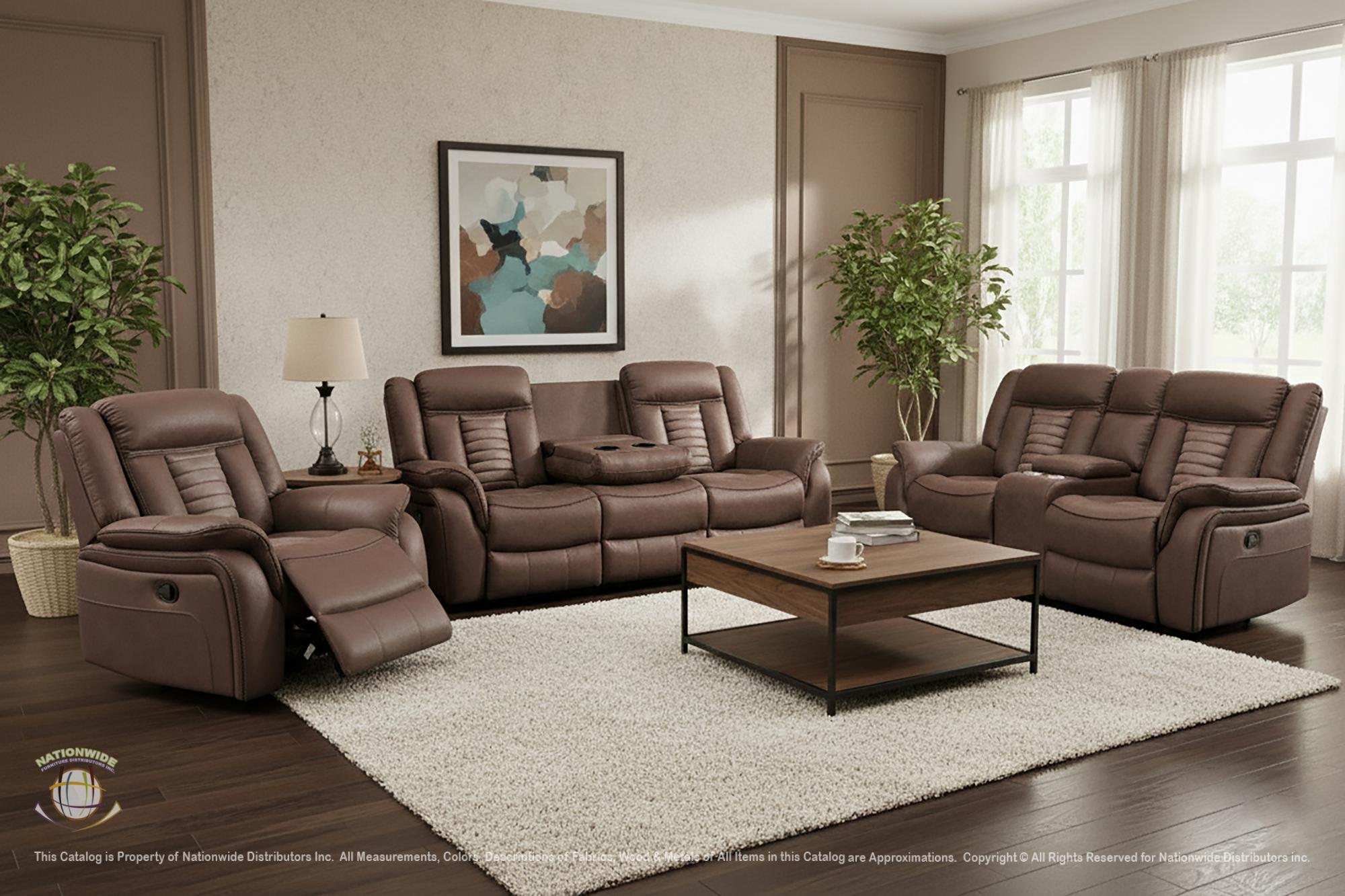 Reclining Sofa w/ Drop Down Table and Reclining Loveseat w/ Console