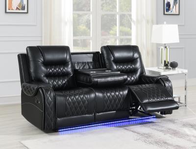 BLACK MOTION SOFA W/DROP DOWN..