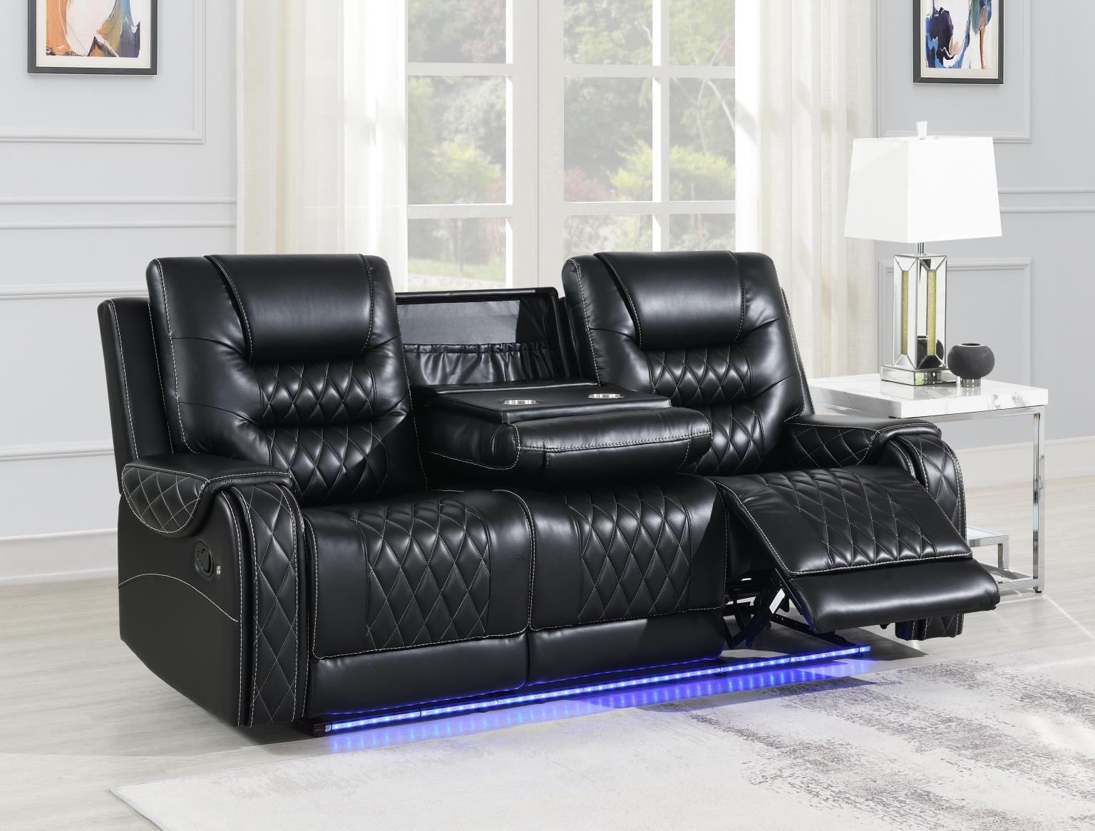 BLACK MOTION SOFA W/DROP DOWN.. view 2