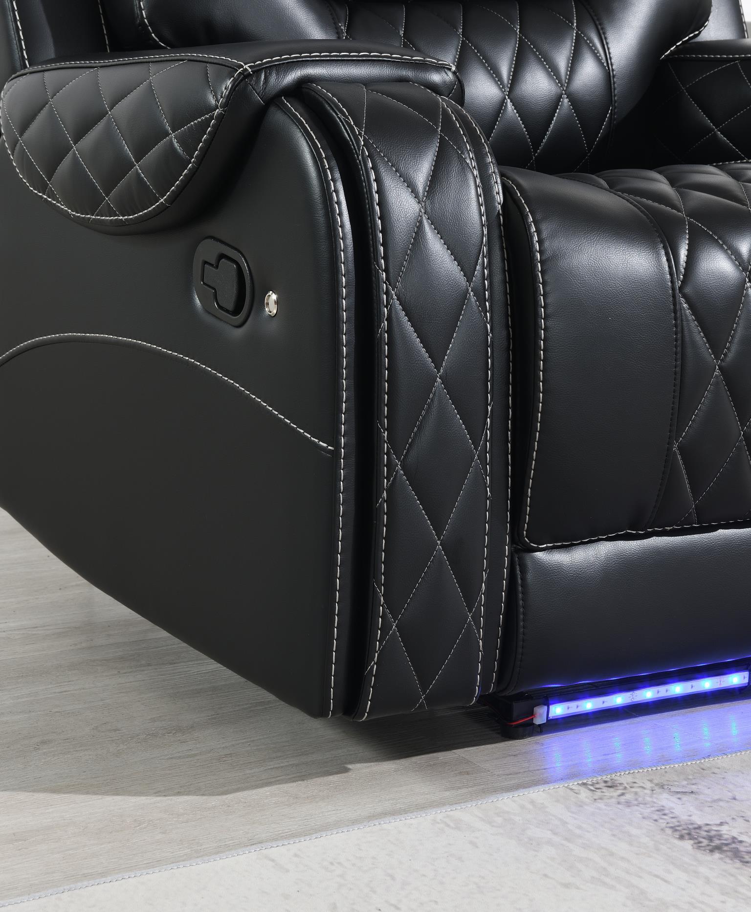 BLACK MOTION SOFA W/DROP DOWN.. view 5