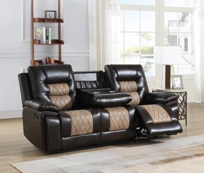 BROWN MOTION SOFA W/DROP DOWN, AND TWO WIRELESS CHARGERS