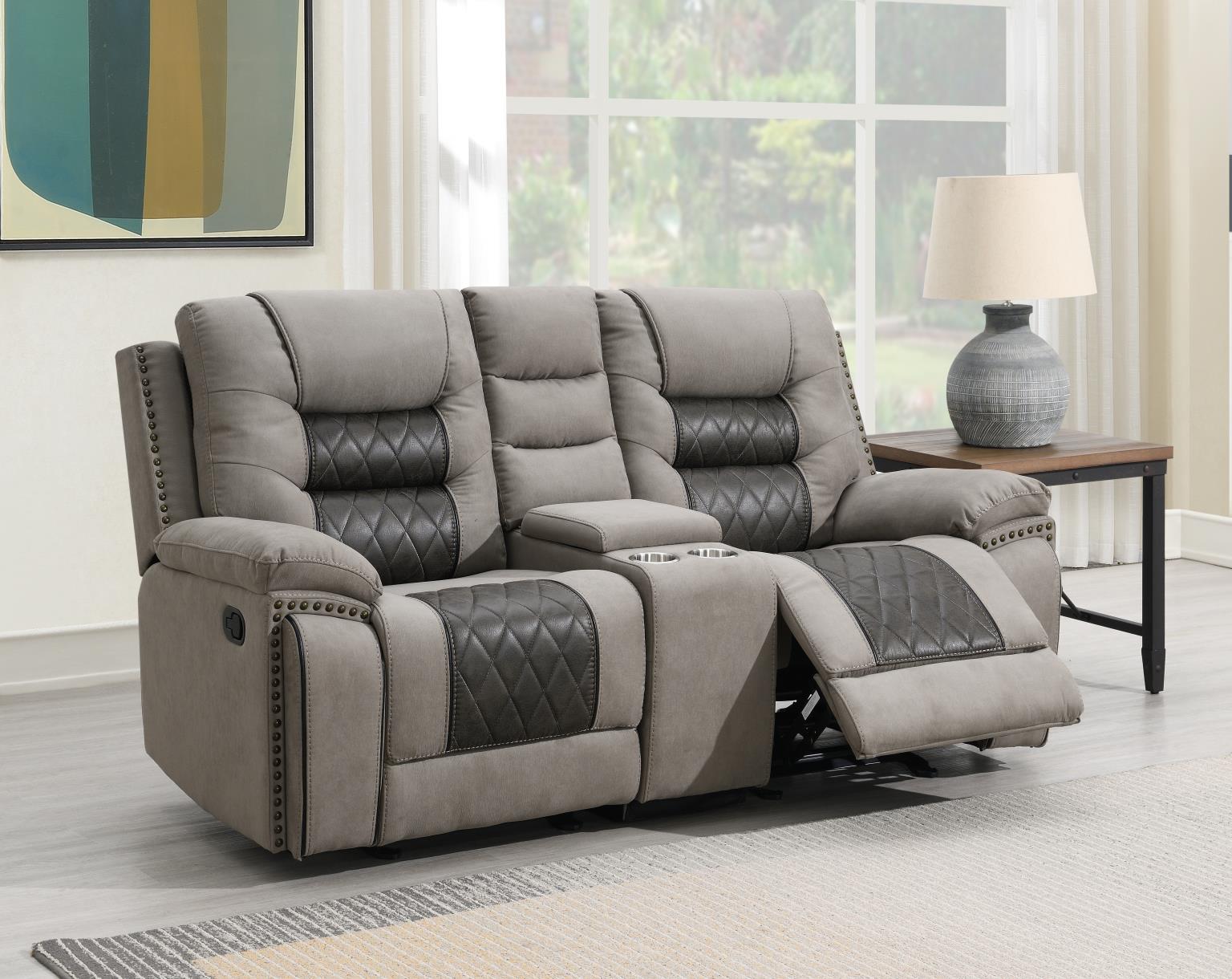 GRAY/CHARCOAL MOTION GLIDER LOVESEAT view 2