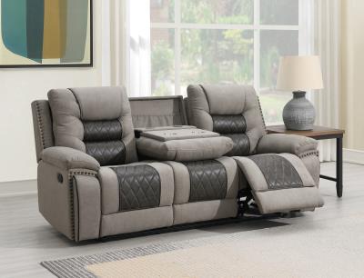 GRAY/CHARCOAL MOTION SOFA W/DROP DOWN, AND TWO WIRELESS CHARGERS