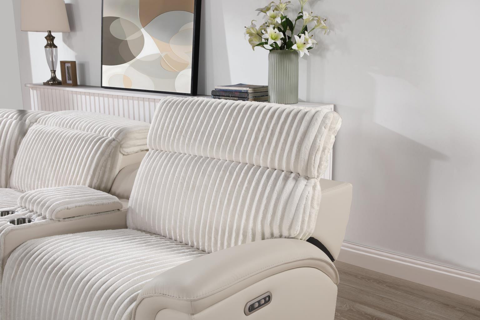 6 PC WHITE POWER RECLINING SECTIONAL W/POWER HEADREST view 5