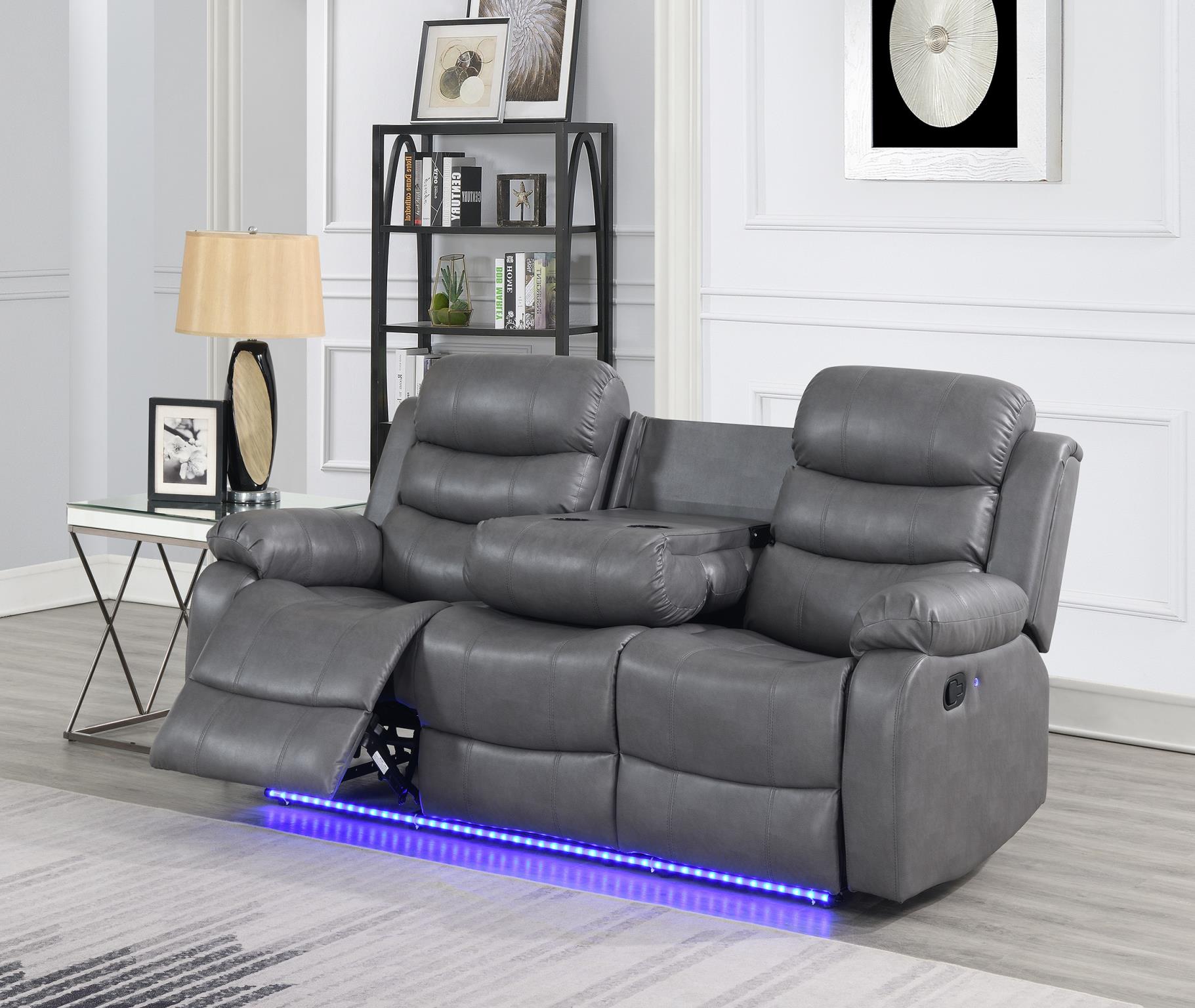 GRAY MOTION LED LOVESEAT view 3