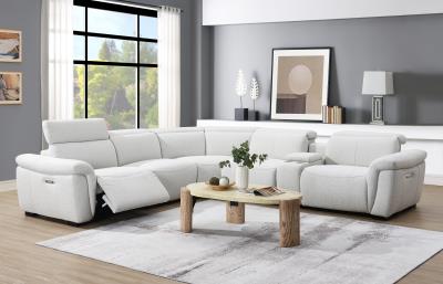 6 PC BEIGE POWER RECLINING SECTIONAL W/POWER HEADREST