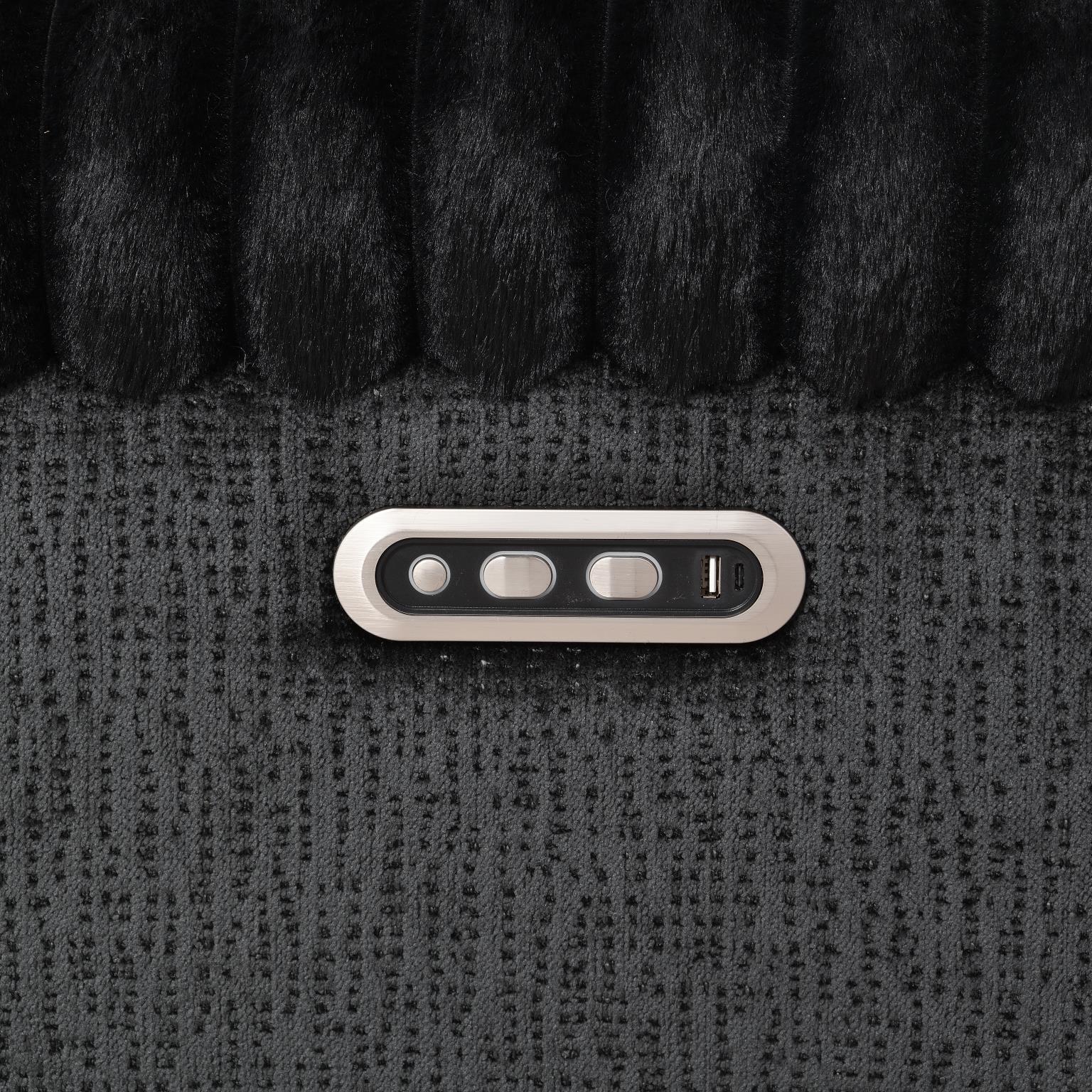 BLACK CORDUROY POWER LED RECLINING LOVESEAT W/BLUETOOTH SPEAKER view 7