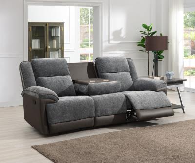 GRAY MOTION SOFA W/DROP DOWN TABLE