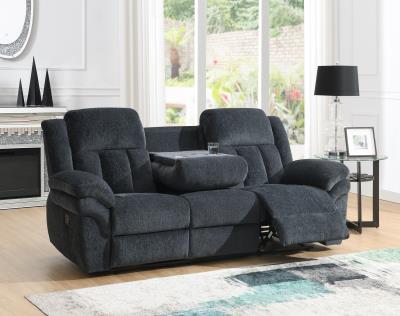 GRAY MOTION SOFA W/DROP DOWN TABLE