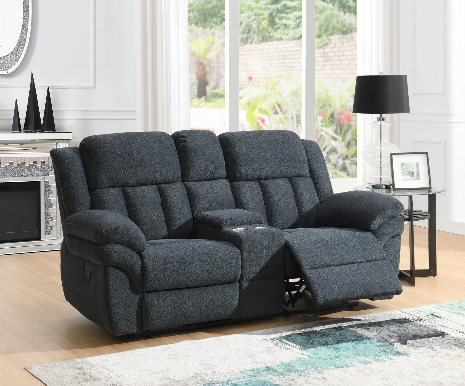 GRAY MOTION SOFA W/DROP DOWN TABLE view 4