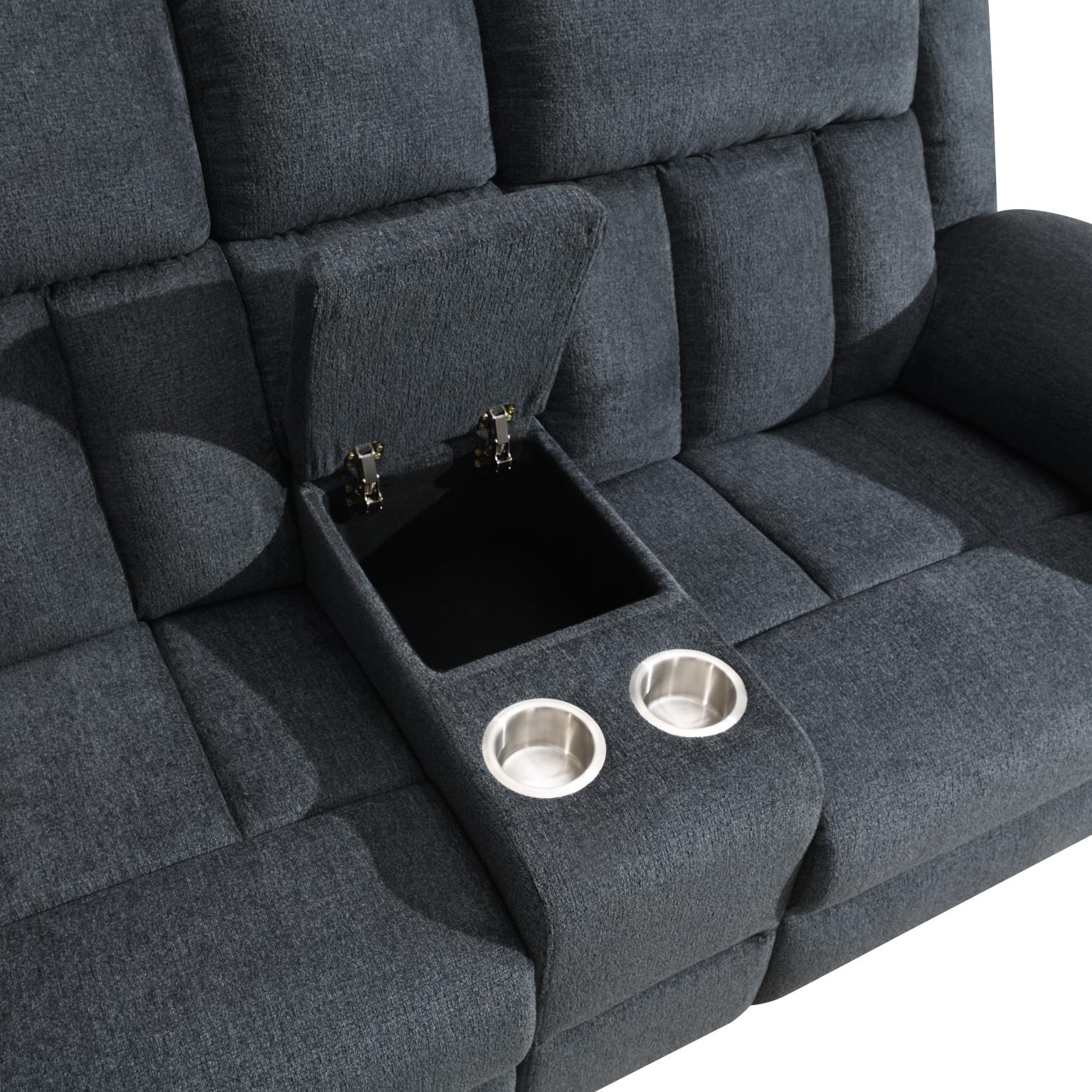 GRAY MOTION SOFA W/DROP DOWN TABLE view 6