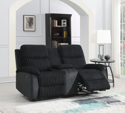 BLACK CORDUROY MOTION LOVESEAT