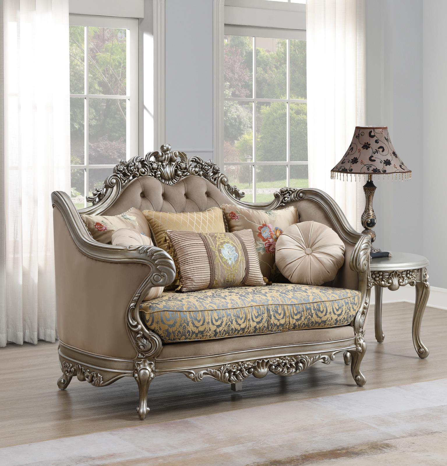 TRADITIONAL BROWN LOVESEAT view 2