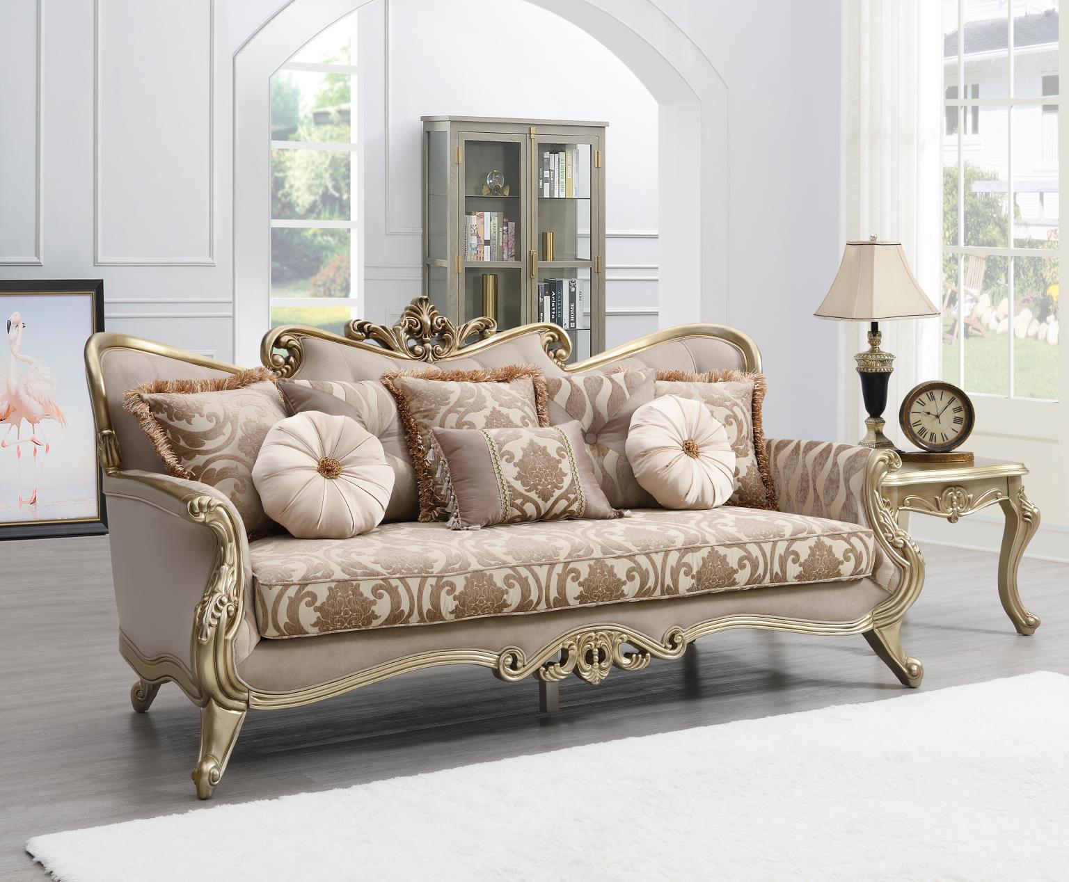 TRADITIONAL BEIGE SOFA view 2