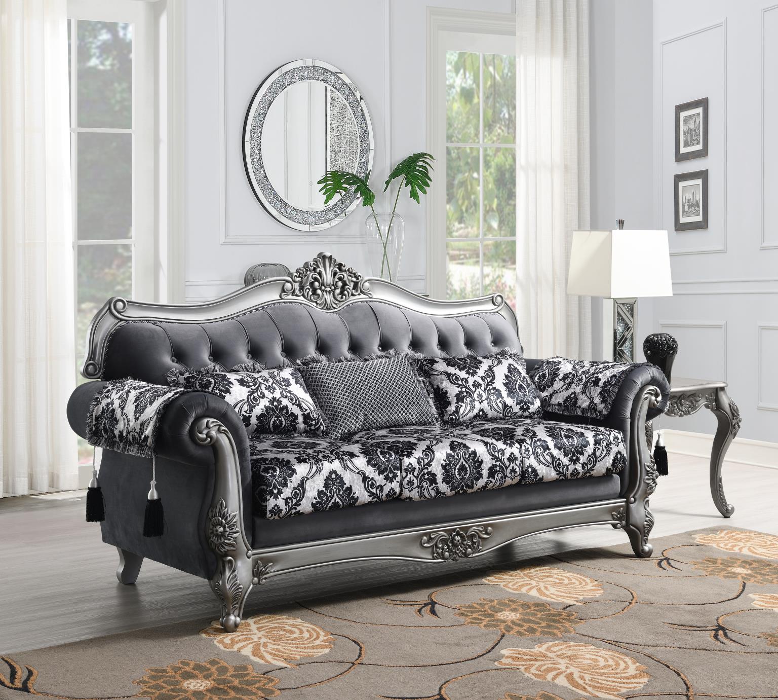 TRADITIONAL GRAY LOVESEAT view 2
