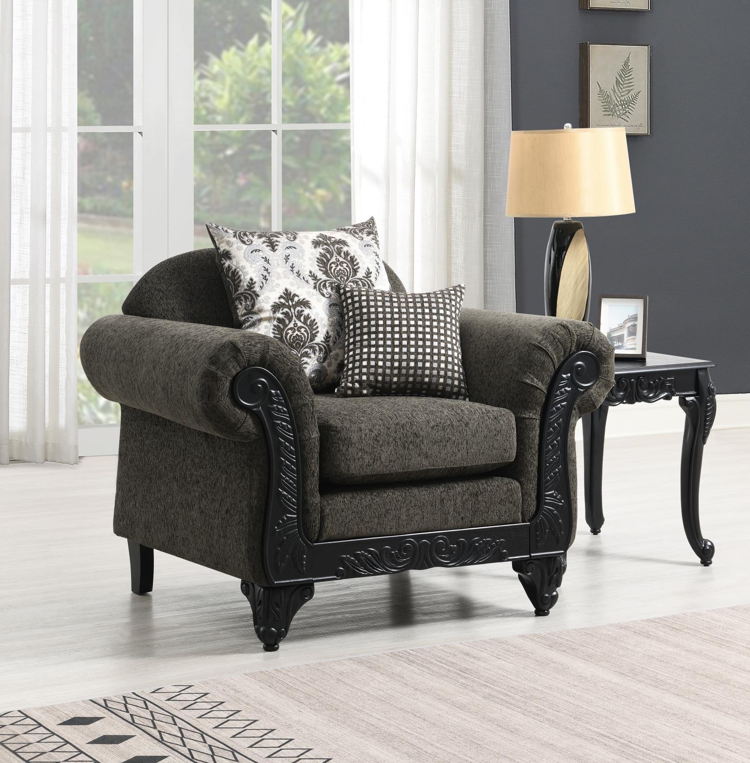 TRADITIONAL CHARCOAL CHAIR view 2