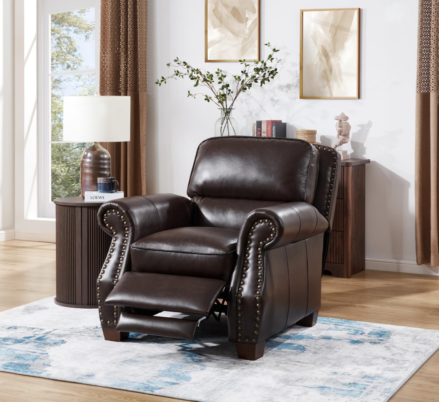 BROWN PU RECLINER CHAIR view 2