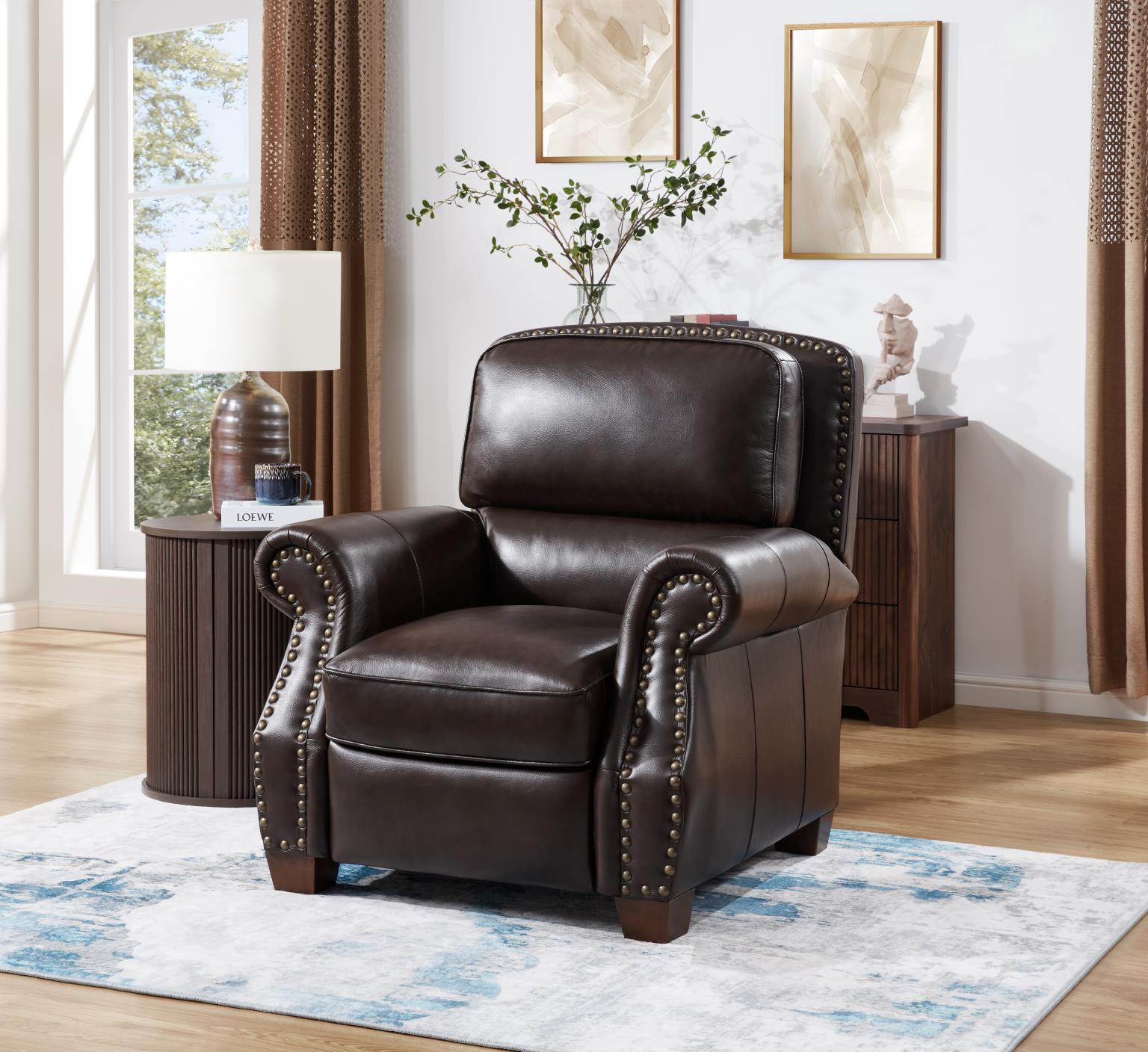 BROWN PU RECLINER CHAIR view 3