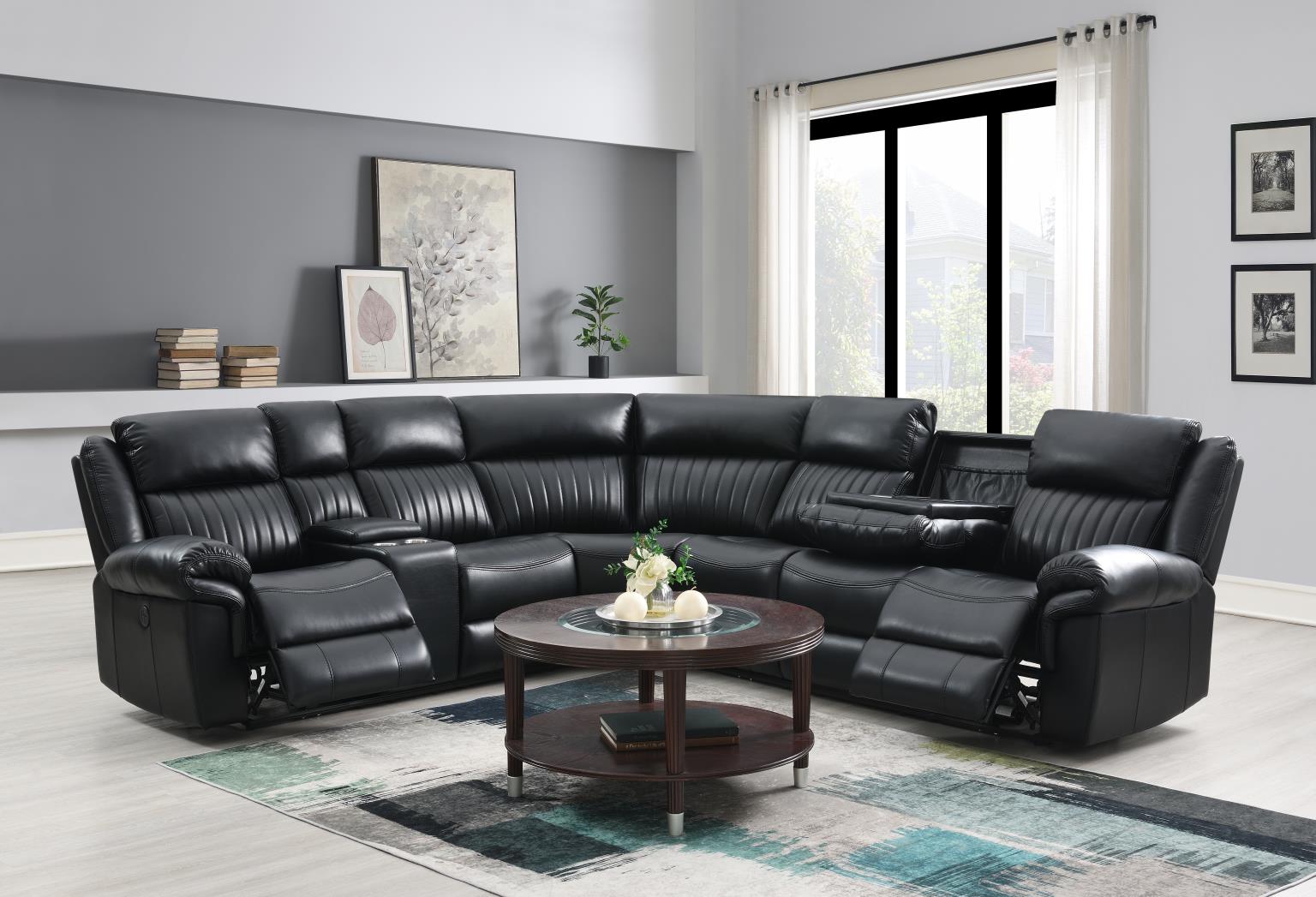 3 PC BLACK POWER RECLINING SECTIONAL W/SCREEN view 2
