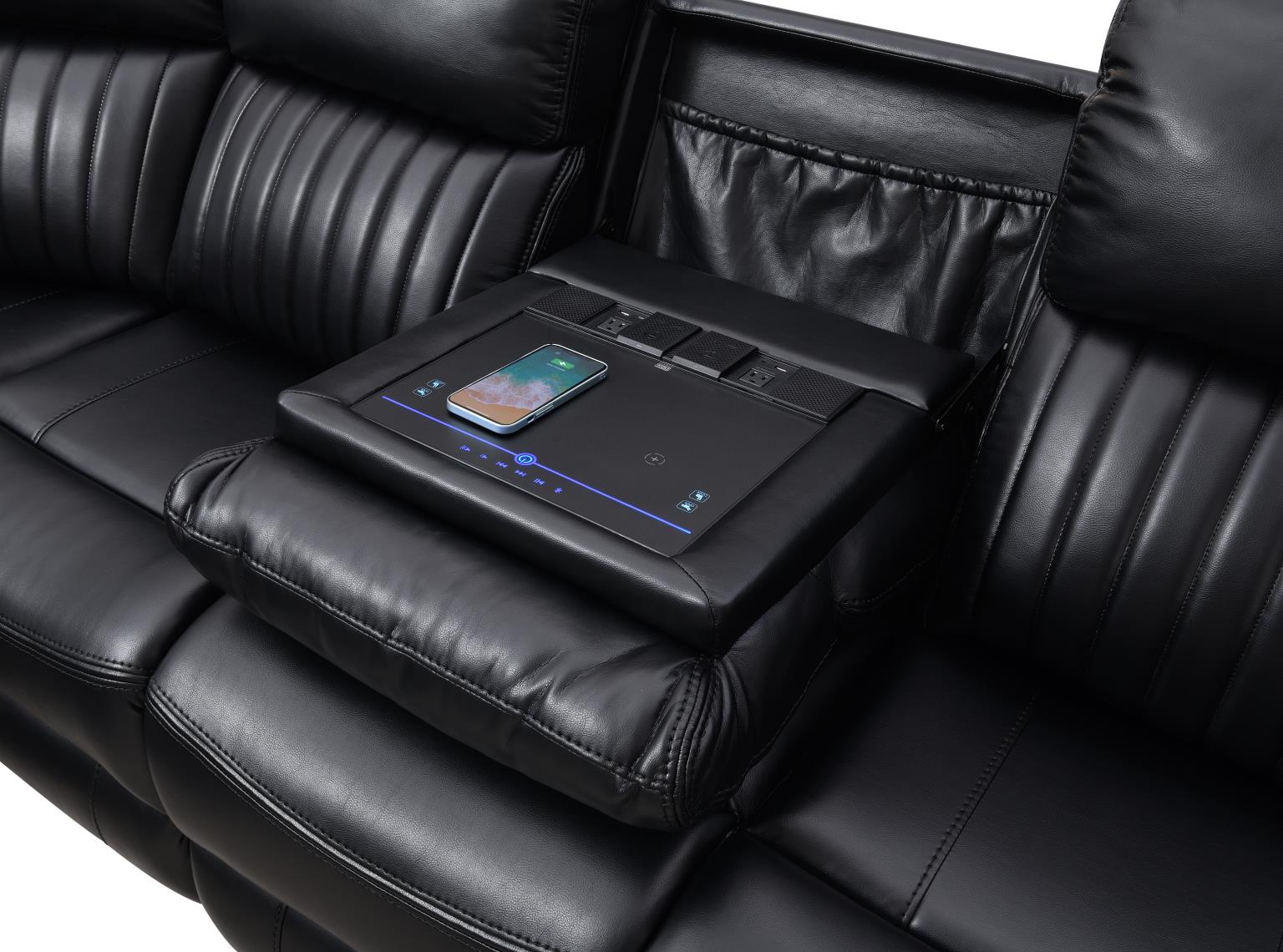 3 PC BLACK POWER RECLINING SECTIONAL W/SCREEN view 3