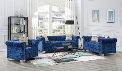 DARK BLUE CRUSHED VELVET LOVESEAT