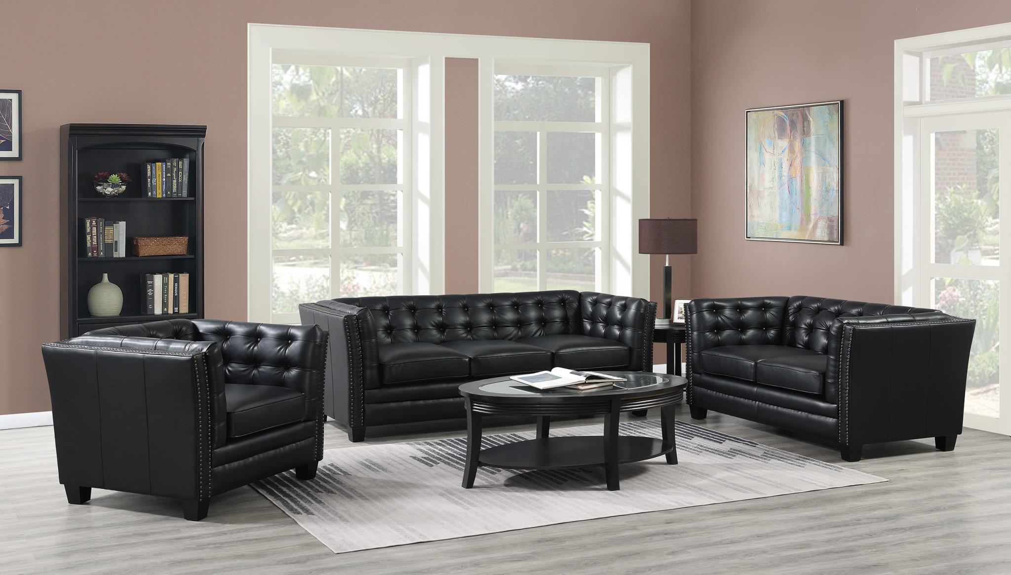 BLACK PU OTTOMAN view 2