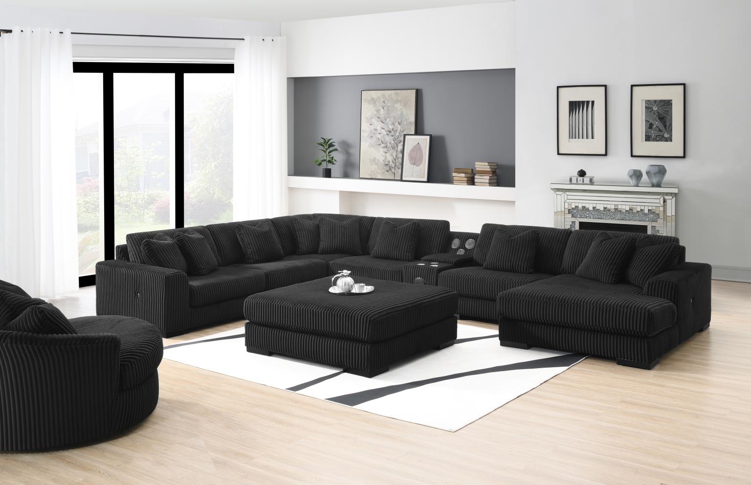 7PC SETIONAL WITH RIGHT CHAISE AS SHOWN IN MAIN PHOTO (1 RC + 3 AC + 1 LAF + 1 W + 1 CN) - WITHOUT OTTOMAN) view 2