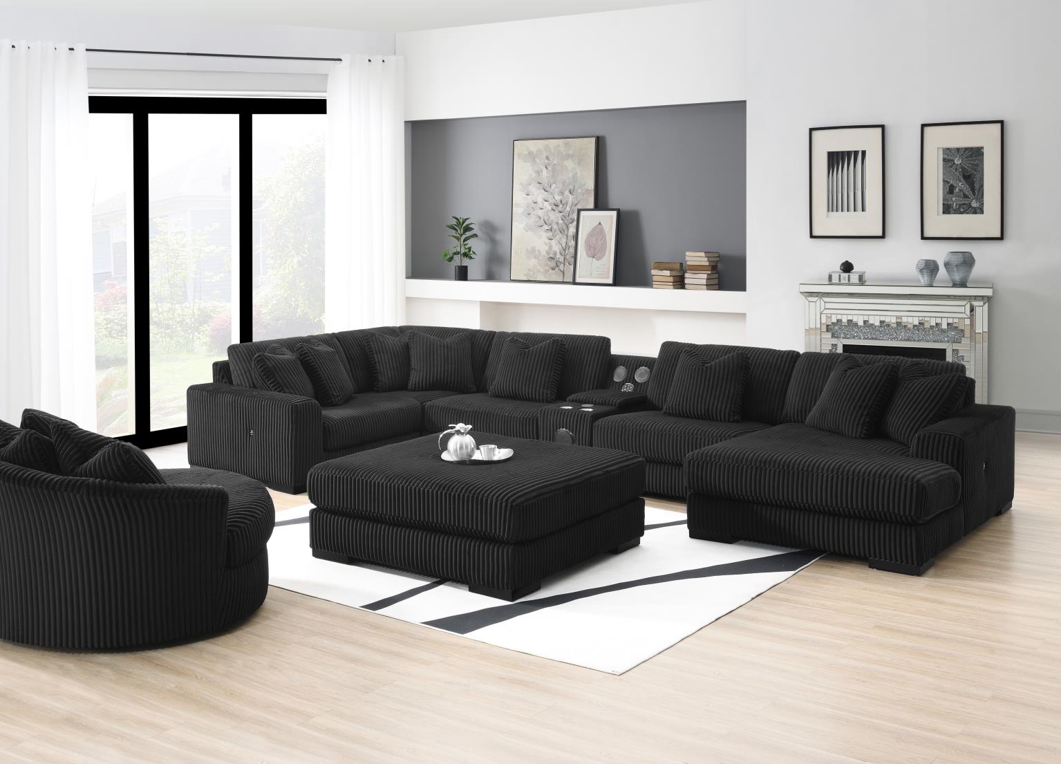 7PC SETIONAL WITH RIGHT CHAISE AS SHOWN IN MAIN PHOTO (1 RC + 3 AC + 1 LAF + 1 W + 1 CN) - WITHOUT OTTOMAN) view 6