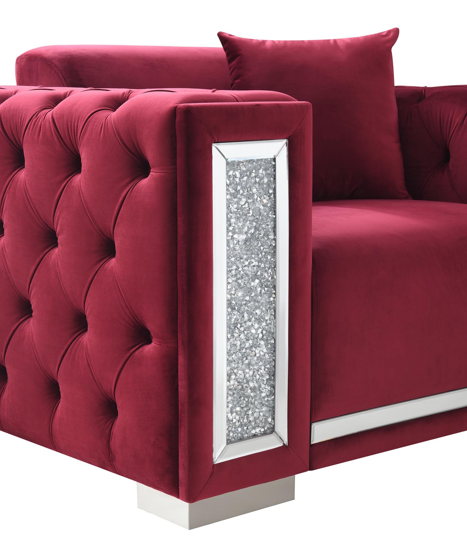 BURGUNDY VELVET CHAIR view 3