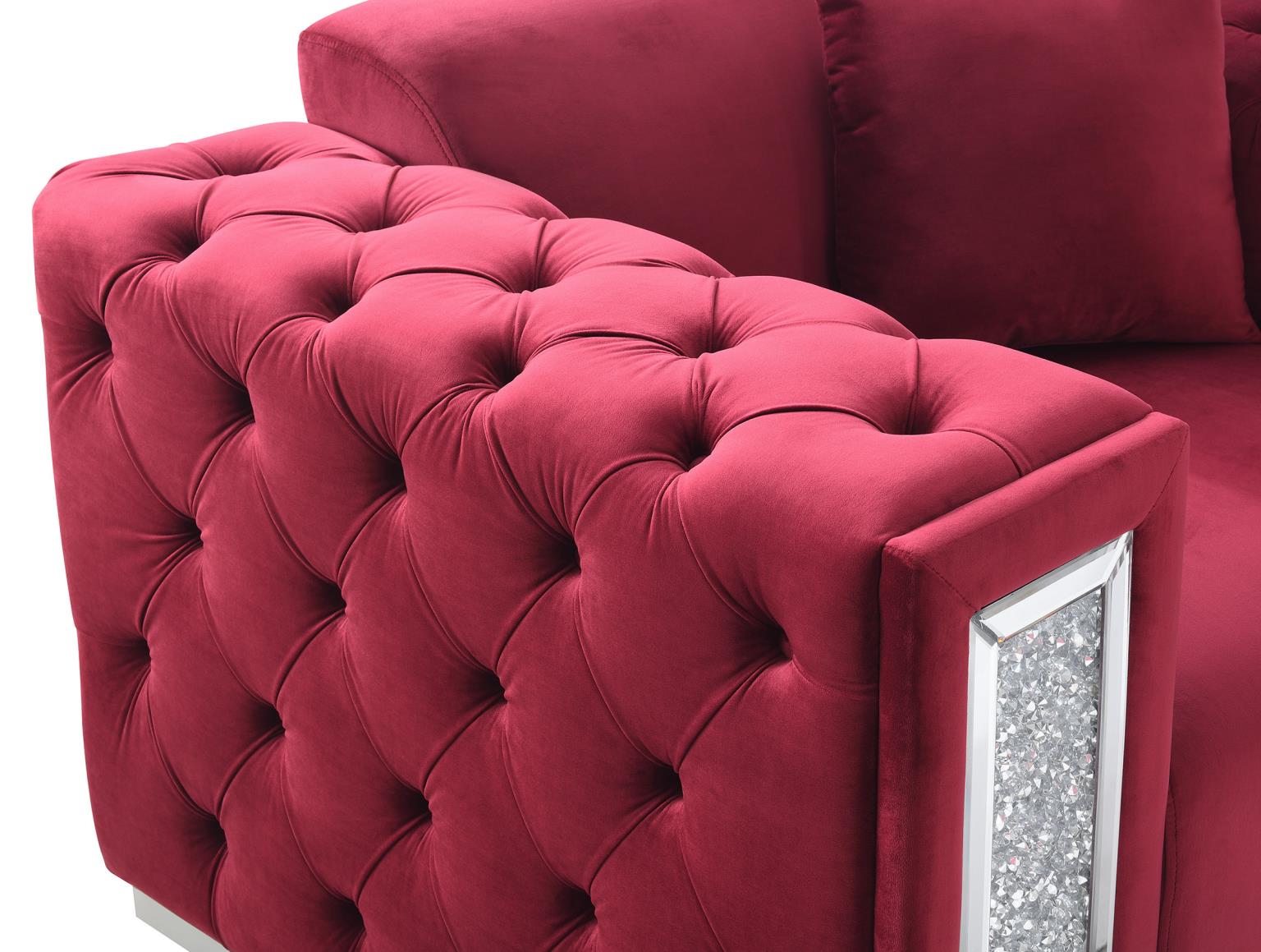 BURGUNDY VELVET LOVESEAT view 4