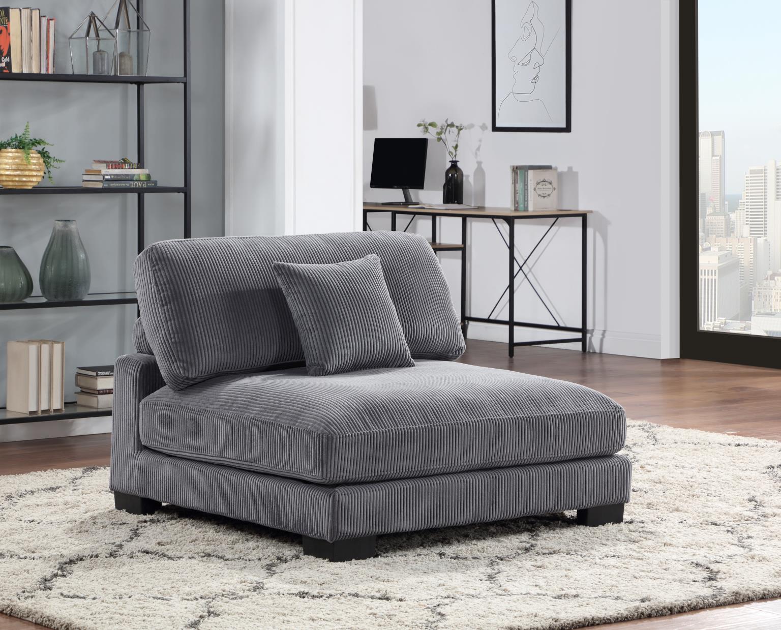 GRAY ARMLESS CHAIR (WITH PILLOW) view 2