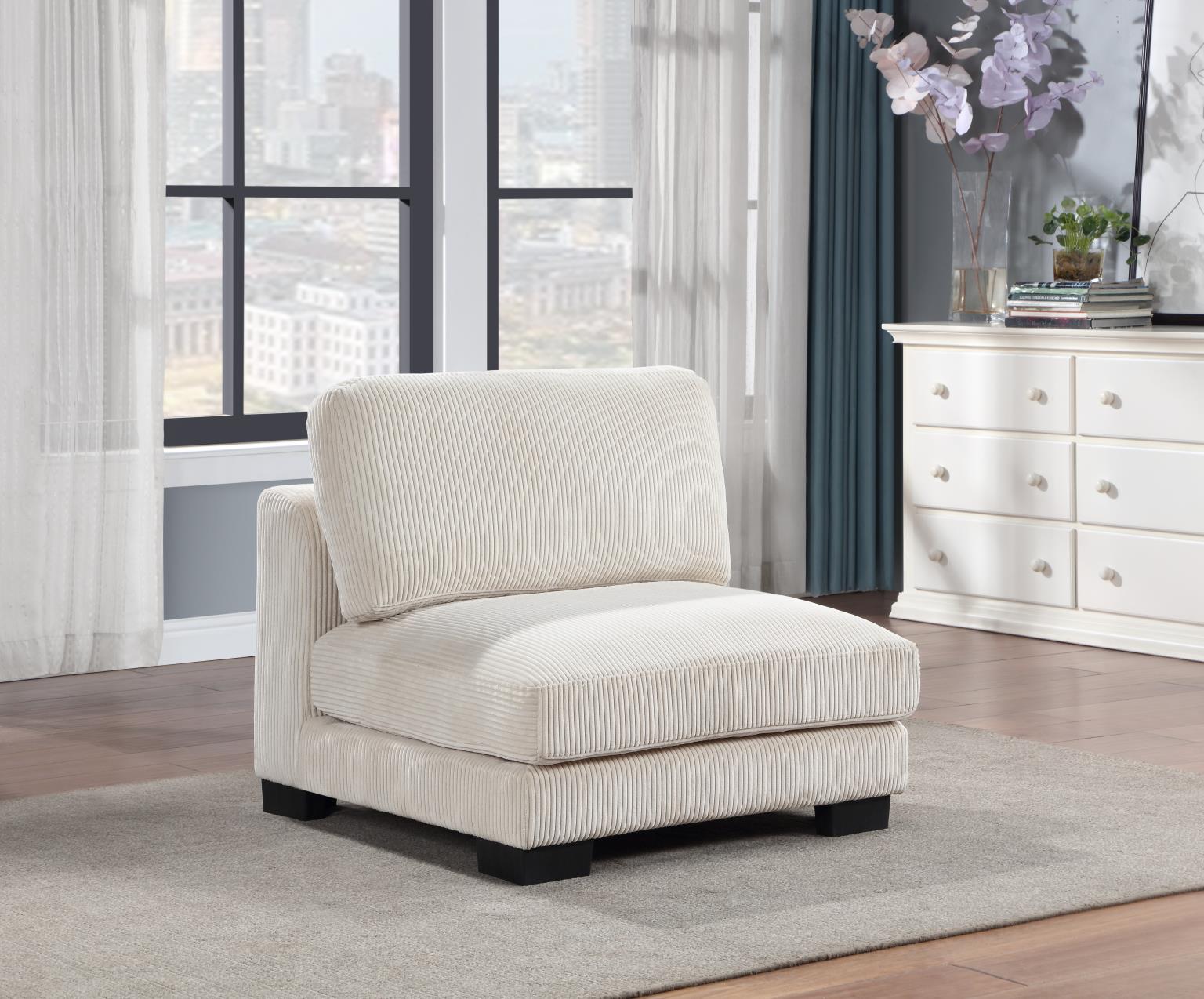 BEIGE ARMLESS CHAIR view 2
