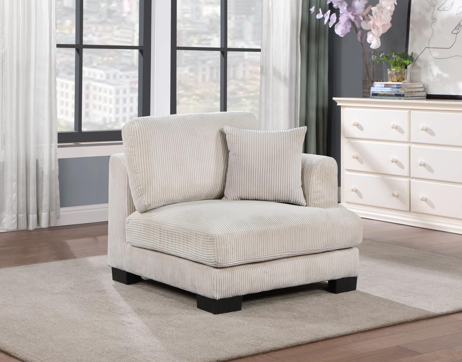 BEIGE RIGHT CHAIR W/PILLOW view 2