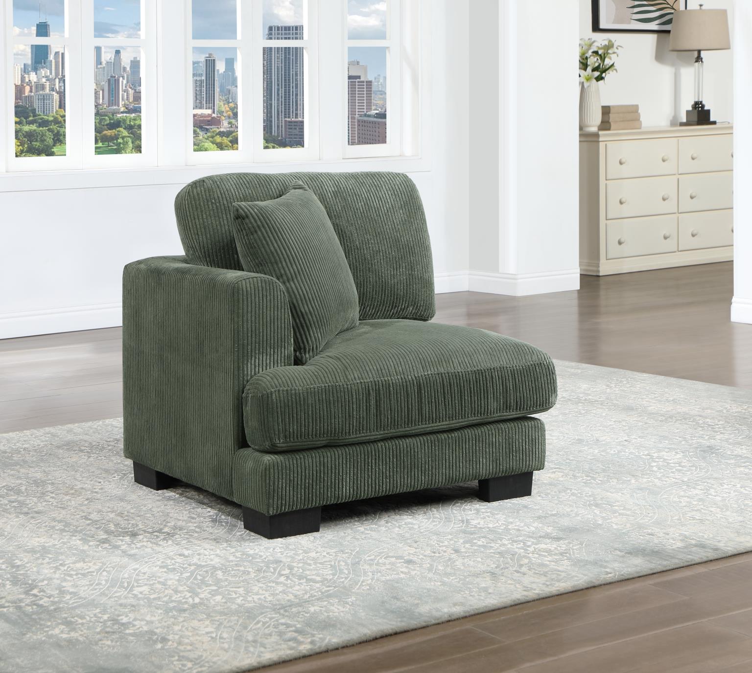 GREEN LEFT CHAIR W/PILLOW view 2