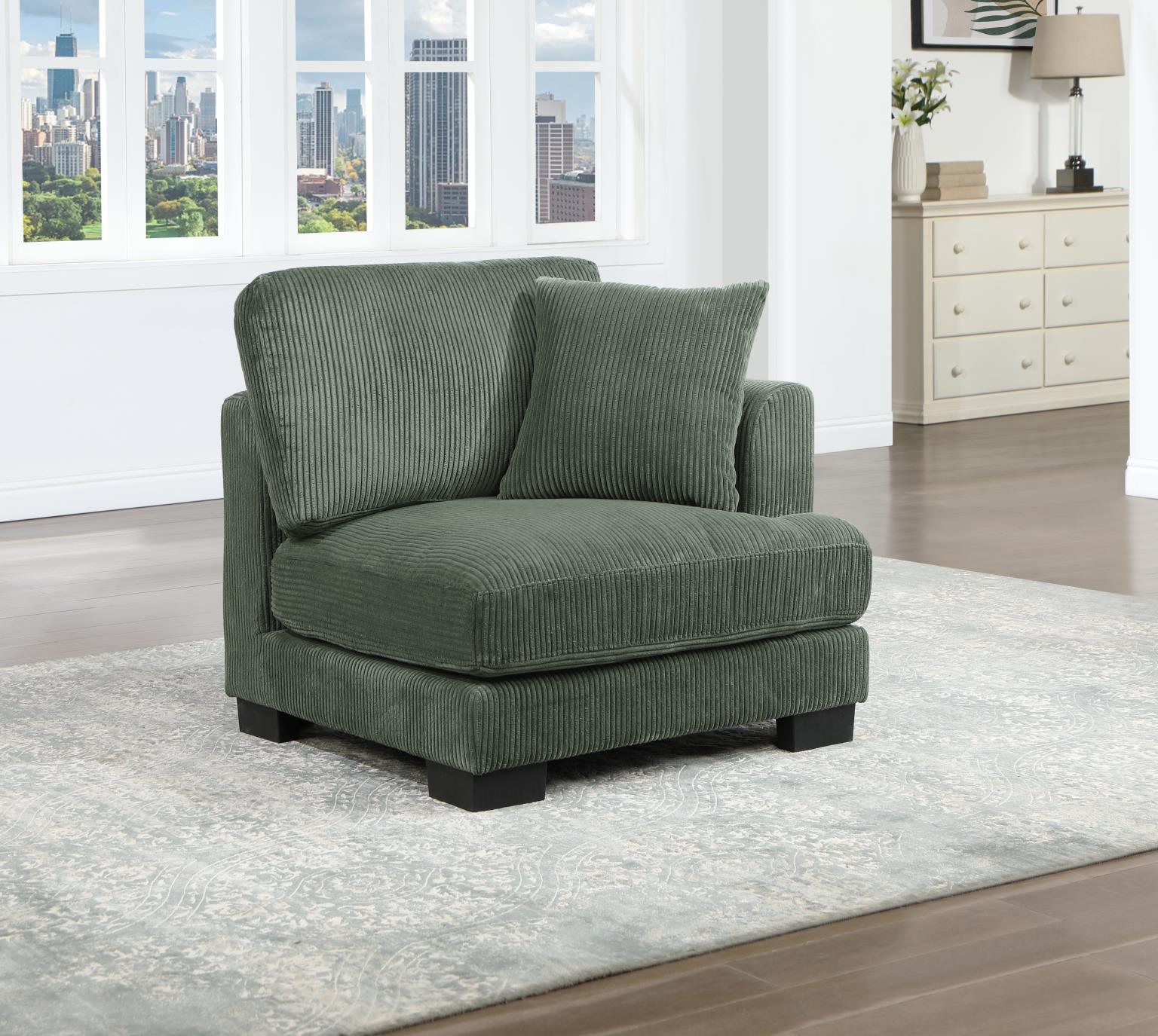 GREEN LEFT CHAIR W/PILLOW view 3