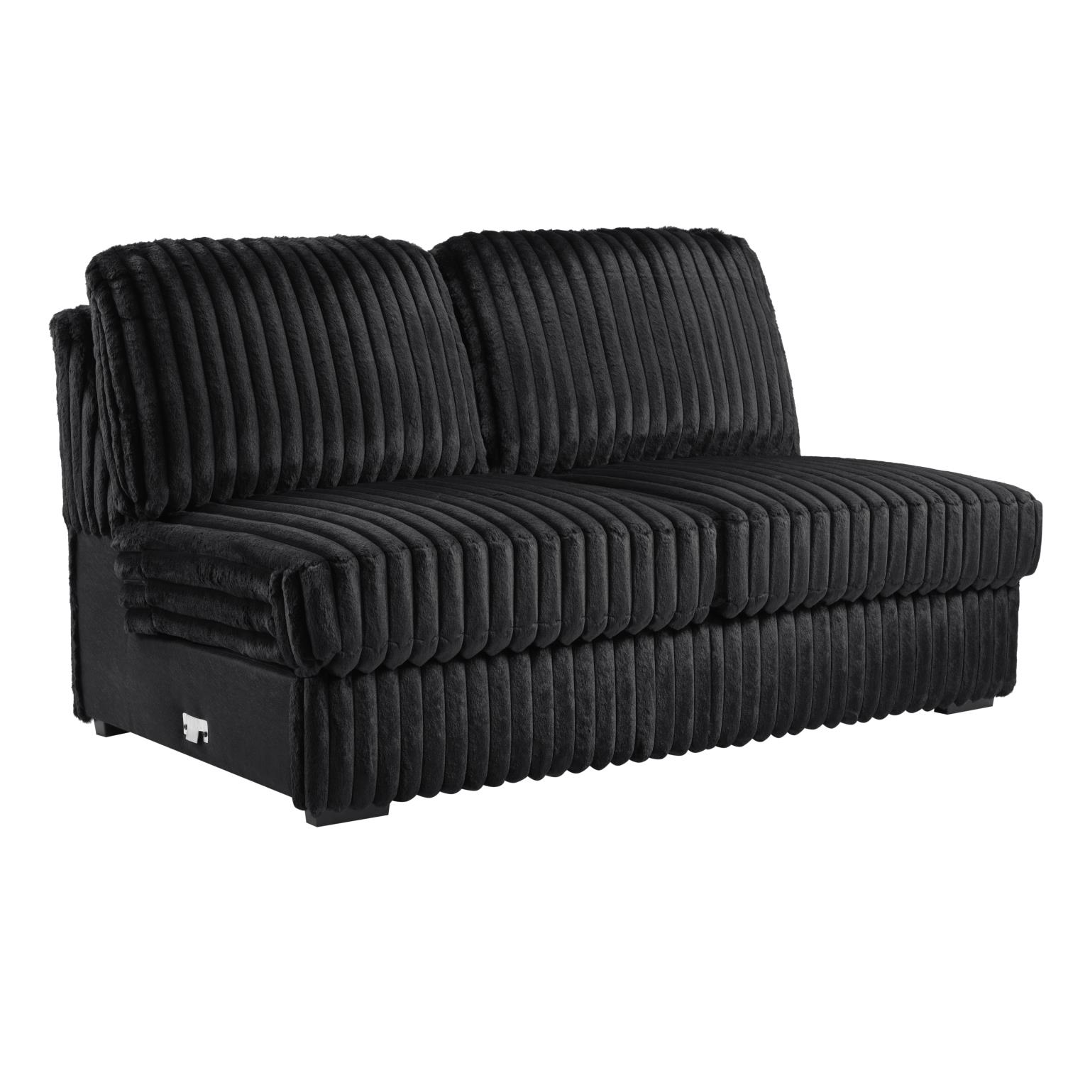 BLACK CORDUROY POWER RECLINING 4 PC SECTIONAL W/2 WIRELESS CHARGER view 4